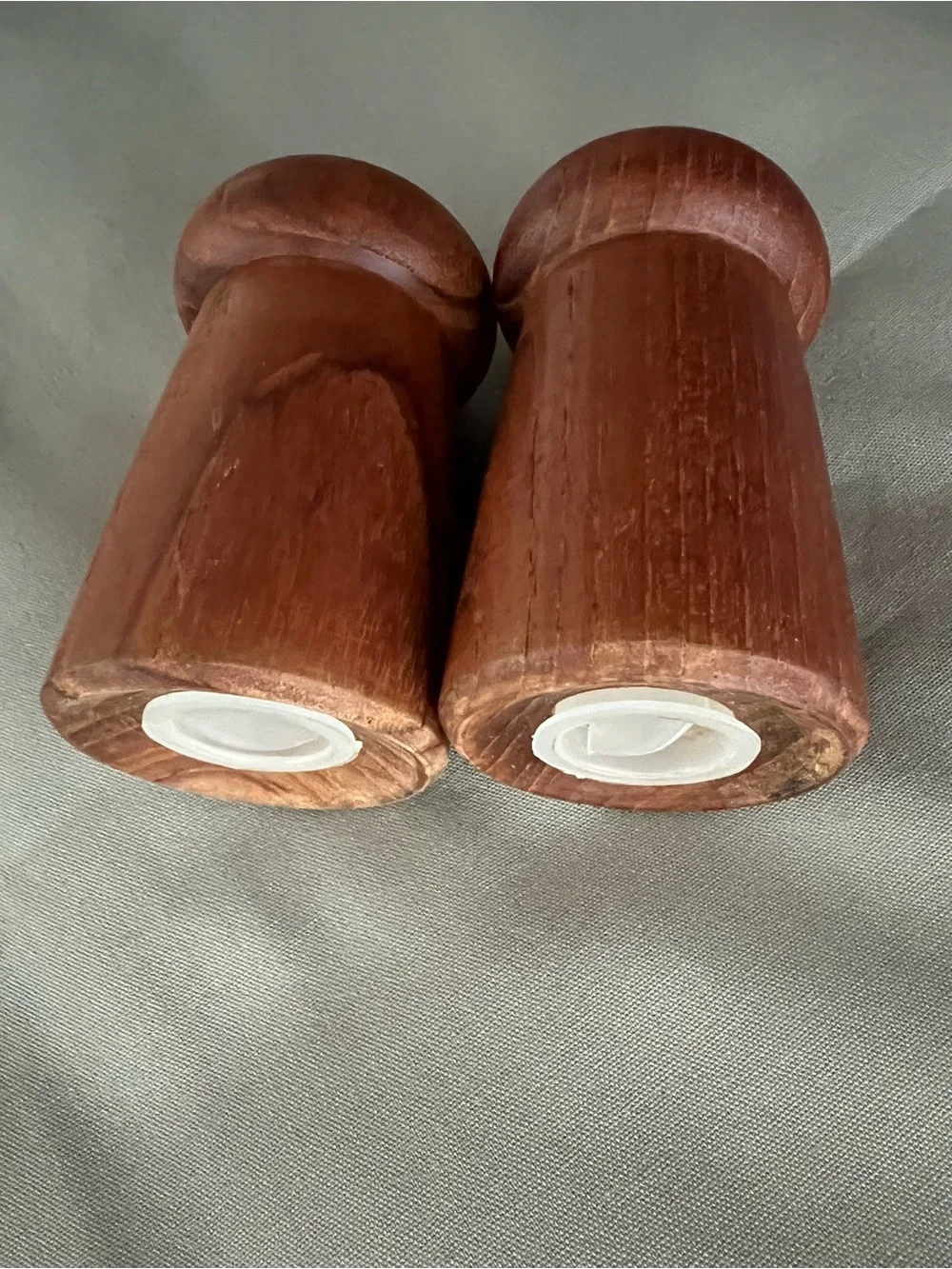 Vintage MCM Wooden Mushroom Salt & Pepper Shaker Set 4” Retro